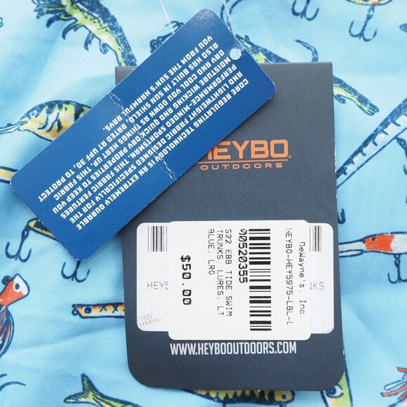 HEYBO Outdoor EBB Tide "Lures" Swim Trunks Men's L Blue / Multicolor - Picture 5 of 10